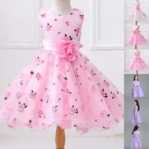 Kids Clothes 619 Floral White Flower Girls Frock Ball Gown Pageant Children Elegant Princess Prom Host Formal Evening Party Cocktail Dress 2-10Y