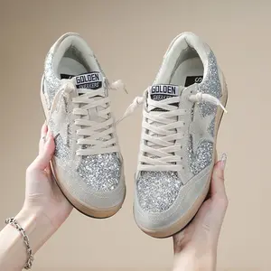 Women's Rhinestone Decorated Sneakers, Star Design Casual Shoes, Shiny Round Toe Flats, Lightweight Comfortable Fashion Footwear, Trendy Trainers