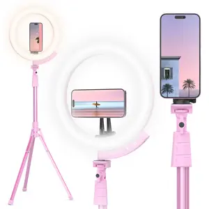 Ubeesize Upgraded 12'' Ring Light with 62'' Tripod Stand & Magnetic Phone Holder LED Selfie RingLight for iPhone with Remote Circle Light for Tiktok YouTube Photography Makeup Live Stream Pink - Alloy Aluminium Smartphone