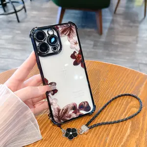 Retro Floral Aesthetic Phone Case with Lanyard - Christian "Psalm 46:5" & Cross Design. Compatible with Apple (17 Pro Max, Air, 16, 15 Plus, 14, 13, 12, 11, XR, XS) and Samsung (Galaxy S25, S24, S23) Models. Features Four-Corner Airbag Protection and Drop