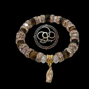 Virgen de Guadalupe y ojo de tigre bracelet