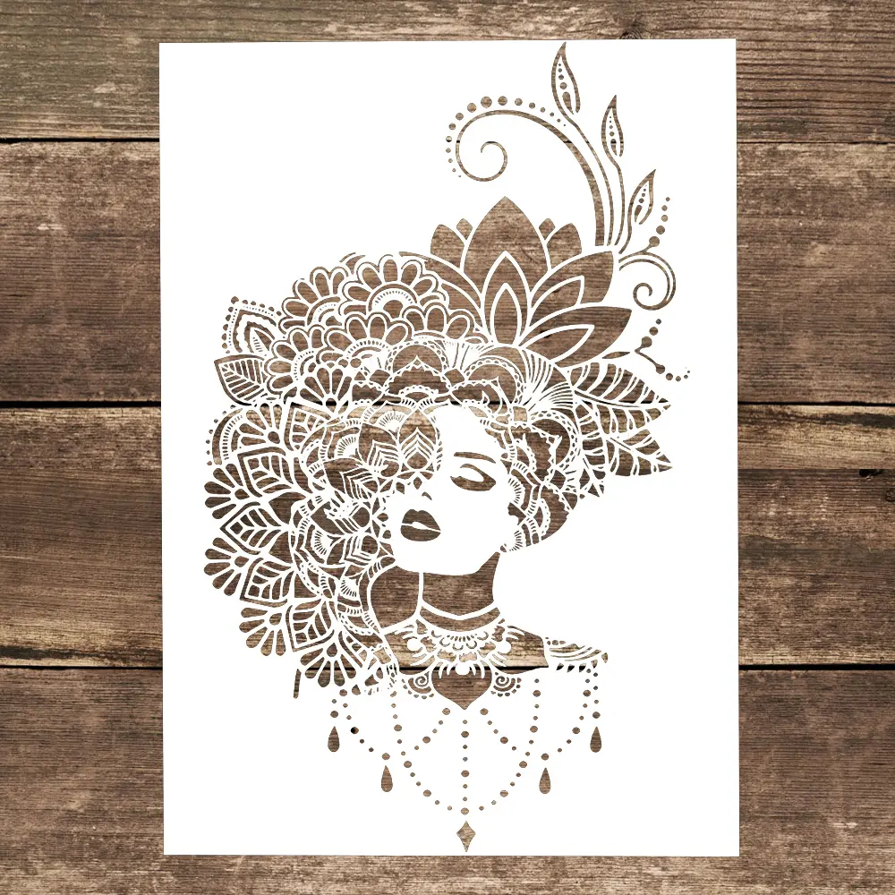 A4 Size Hollow Out Painting Template, Lady & Flower Pattern DIY Painting Template, Painting Stencils For Scrapbooking, Scrapbooking Tool, Crafts And Room Wall Decor, Handcraft