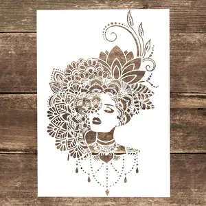 A4 Size Hollow Out Painting Template, Lady & Flower Pattern DIY Painting Template, Painting Stencils For Scrapbooking, Crafts And Room Wall Decor