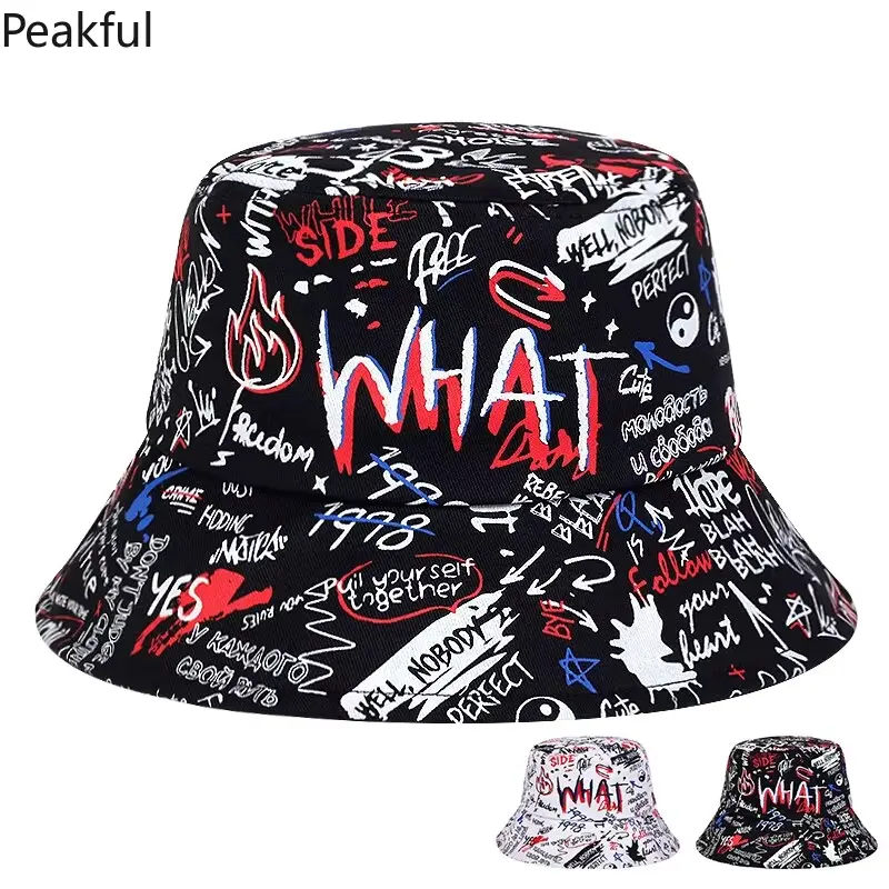 Personality Unisex WHAT Letter Print Bucket Hat – Trendy Fisherman Cap for Men & Women, Casual Outdoor Sun Hat, Lightweight Sunscreen Cap, Perfect for Hiking, Beach Trips, Streetwear & Daily Wear