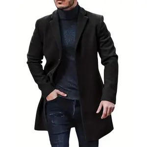 Men's trench coat with slim fit, notch lapel, winter warm long coat, coat Classic Menswear