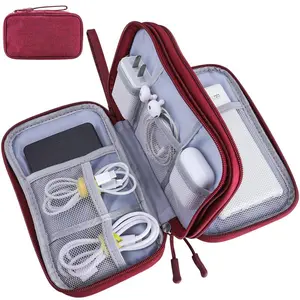 Portable Multi-layer Cable Storage Bag, 1 Count Waterproof Cable Zipper Storage Case, Cable Earphones Charger Multipurpose Storage Bag for Travel Camping, Durable Pouch