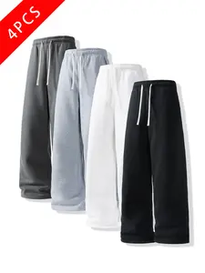 4-pack men’s casual athletic pants, loose straight fit, knit versatile sweatpants, spring/summer/autumn styles