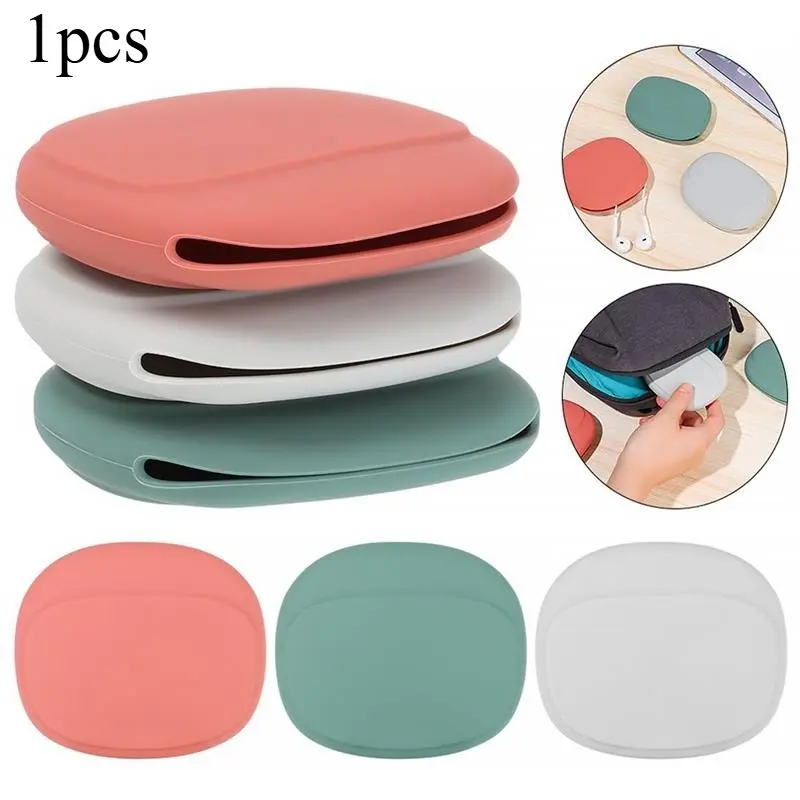 Headphone Storage Box Silicone Earphone Data Cable U Disk Organizer Cute Coins Purse Case Bag Home Travel Business Trip Earphone Holder Headphone Pouch