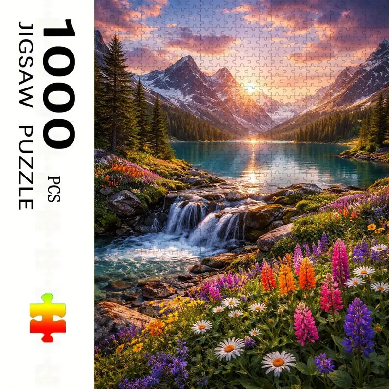 1000 Piece Sunset River Creative Puzzle, Large Adult Family Interactive Toy, DIY Home Decor Brain Challenge, Festive Scene, Durable Puzzle