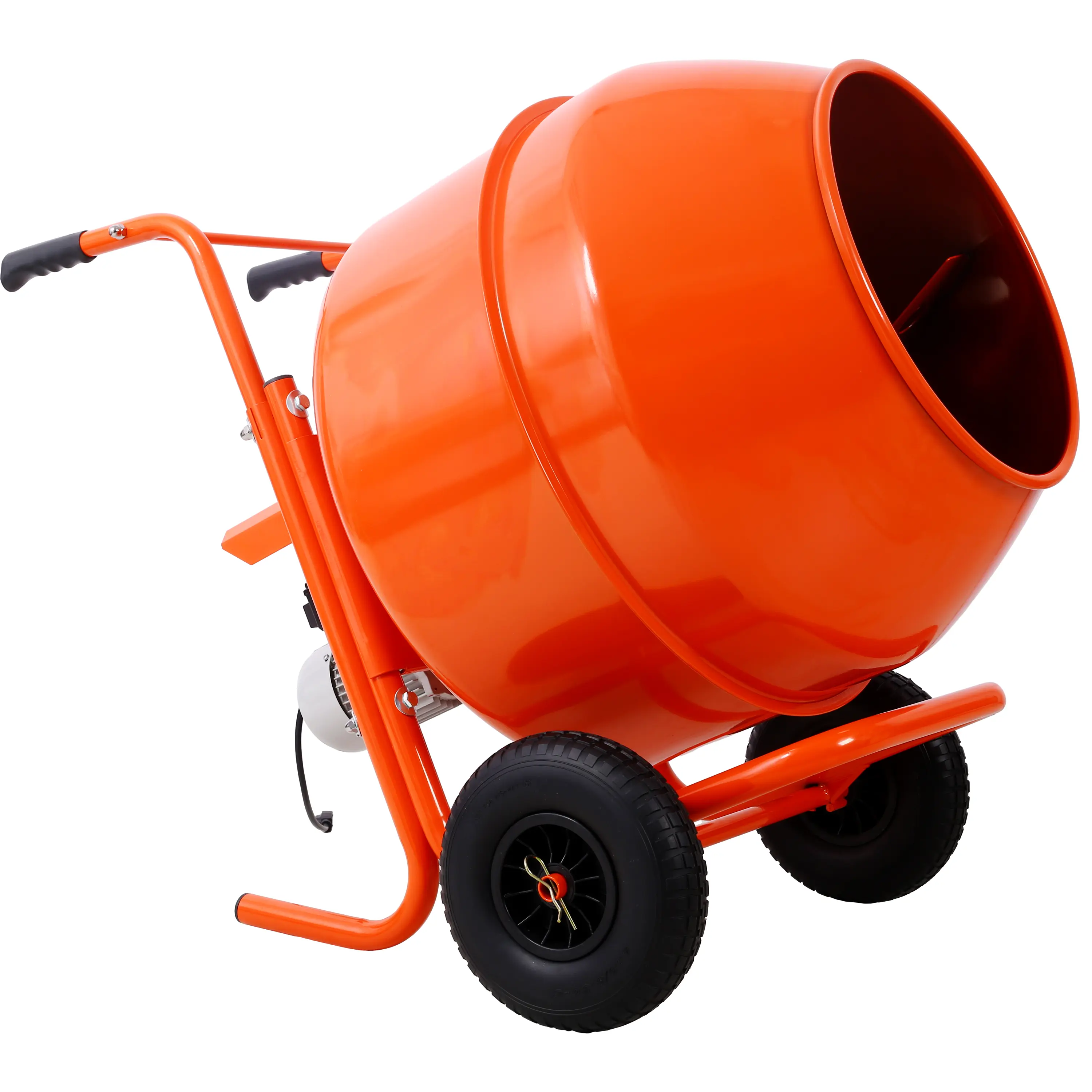 224L 8CUFT horizontal portable cement mixer,Wheel Barrow Portable Cement Concrete Mixer 115V-60HZ, Orange Heavy Duty Industrial Tools