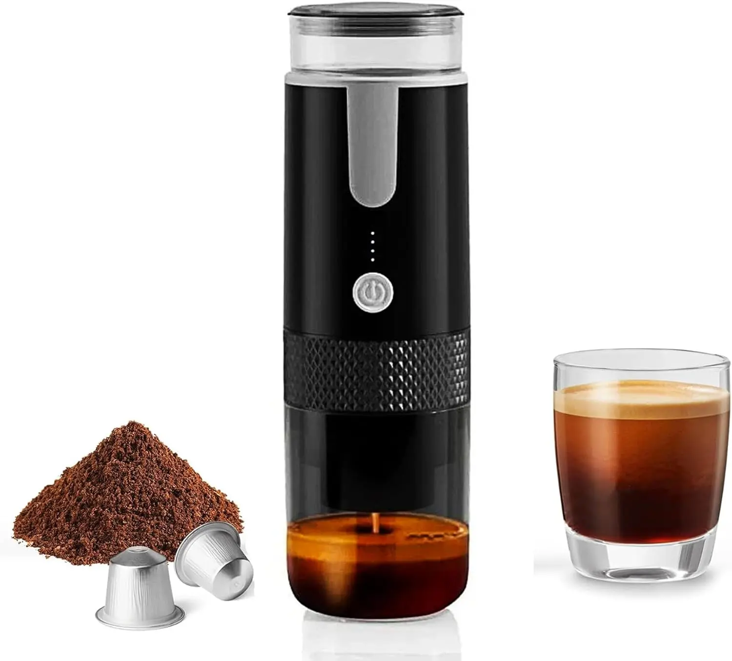Karinear 2-in-1 Portable Travel Espresso Coffee Maker, Automatic Fast-Charging Machine for Capsules & Ground Coffee, Easy-to-Clean Kitchen Appliance for Home & Outdoor Use, Espresso Coffee Machine, Travel Coffee Machine