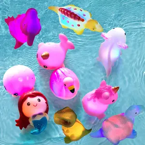 6/8/12 PCS Light-Up Floating Dinosaur Bath Toys Set, for Baby Toddler Nephew in Birthday Christmas Easter , Great Water Bathtub Shower Pool Bath Toy for Children Preschool