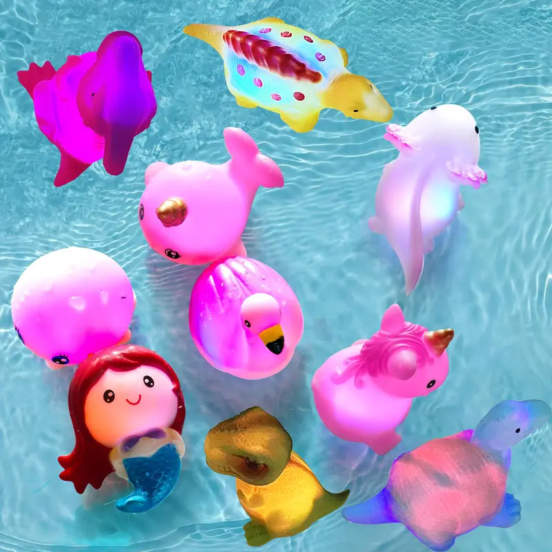 6/8/12 PCS Light-Up Floating Dinosaur Bath Toys Set, for Baby Toddler Nephew in Birthday Christmas Easter , Great Water Bathtub Shower Pool Bath Toy for Children Preschool