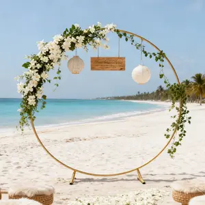 7.2FT Metal Round Backdrop Stand, Gold Circle Arch, Easy Assembly Round Balloon Arch Stand, Decoration Circle Garland Frame for Birthday Party, Wedding Ceremony