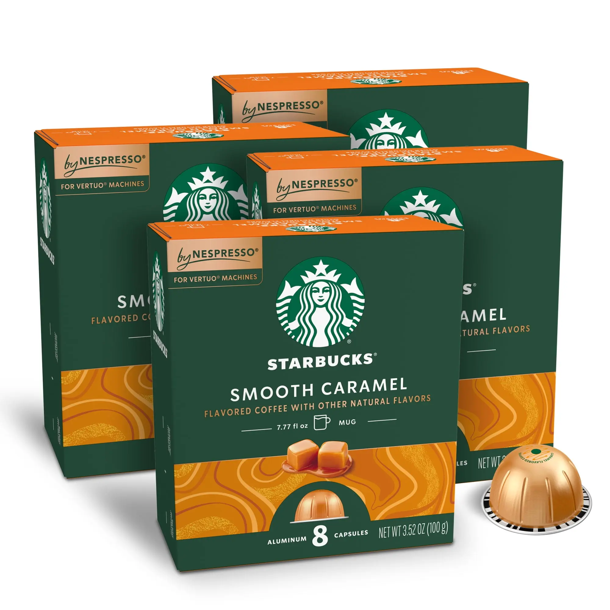 Starbucks by Nespresso Vertuo, Smooth Caramel Flavored Coffee, Nespresso Pods, 32 Count