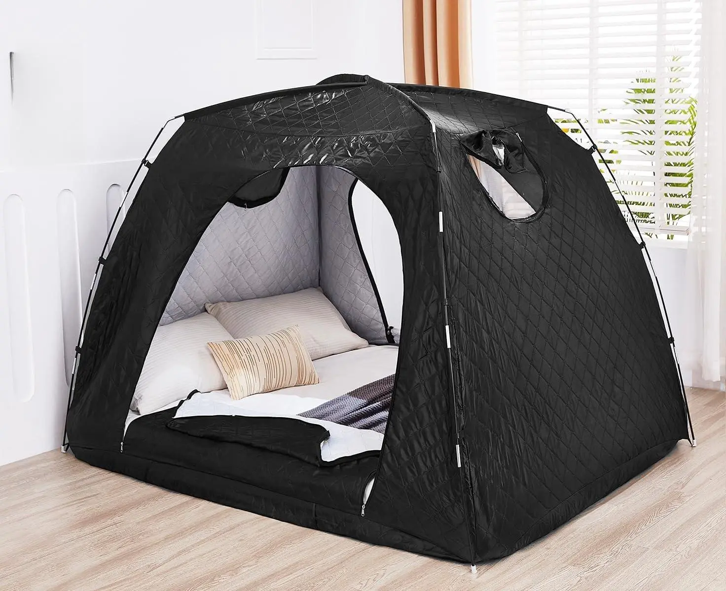 Bed Canopy Full Size Cotton Quilted Bed Canopy for WinterPortable Blackout Privacy Space Warmth Canopy for Bed