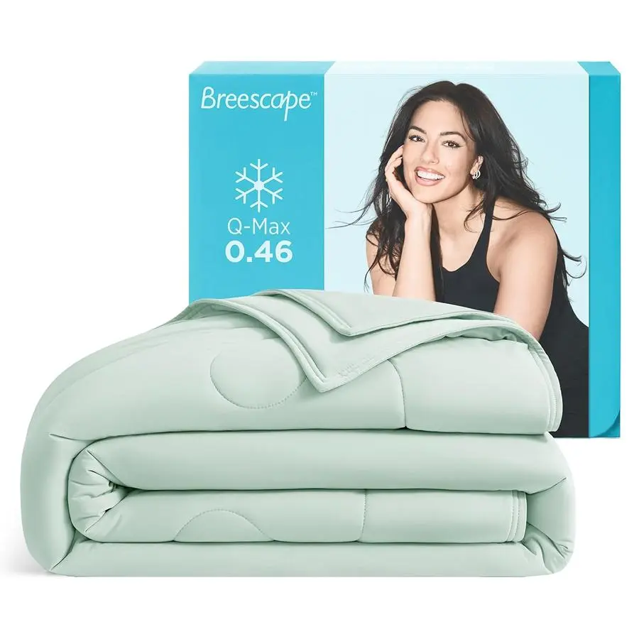 [ Back To School ] Breescape Cooling Comforter - BlendTek Fabric, Qmax 0.46+ Cool Tech, Polygonal Fiber, Breathable Blanket for Hot Sleepers, Premium Lightweight Summer Bedding, Easy Machine Wash, Cooling Blanket