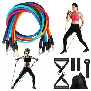 11 PCS Resistance Bands Exercise Set, 10-30 LBS Color-Coded Bands, Foam Handles, Ankle Straps, Door Anchor – Perfect for Yoga Pilates Abs Fitness