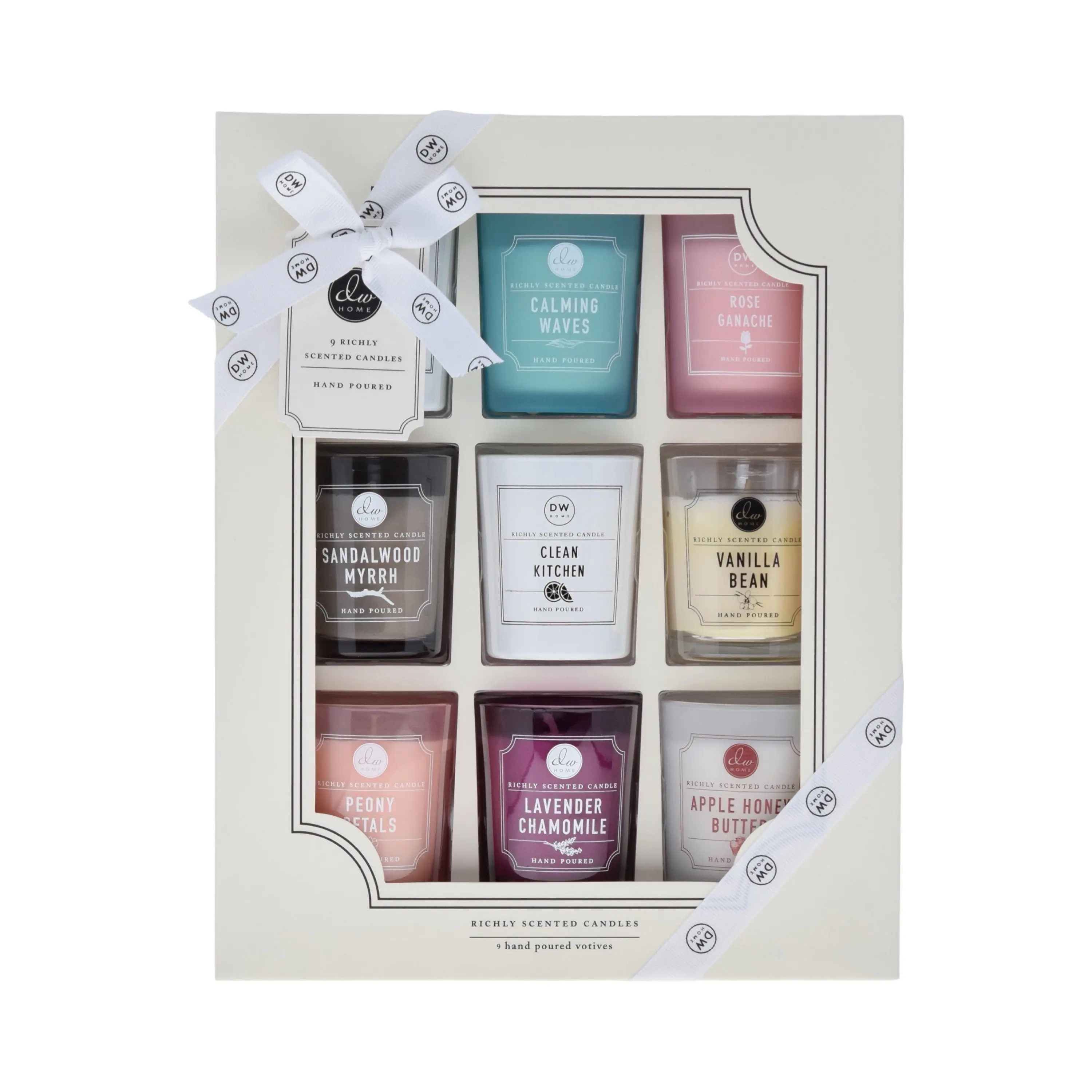 Signature Scent 9-Pack Aroma Candles Gift Set - Cotton Wick, Creamy Vanilla, Floral Peony, Vanilla Bean, Tropical Scent, Lavender, for Home Decor, Kitchen Use, Aroma Candles Set