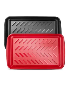 【fathersdaygift】VEVOR Plastic Serving Trays 17x10.35 Inch Anti-Slip Eating Food Trays 2-Pack
