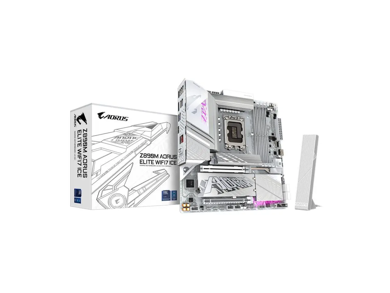 GIGABYTE Z890M AORUS ELITE WIFI7 ICE Ultra Core (Series 2) LGA 1851, ATX, DDR5, 3x M.2, PCIe 5.0, Thunderbolt 4, WIFI7, 2.5GbE LAN, EZ-Latch GIGABYTE Z890M AORUS ELITE WIFI7 ICE Ultra Core (Series 2) LGA 1851, ATX, DDR5, 3x M.2, PCIe 5.0, Thunderbolt 4, WIFI7, 2.5GbE LAN, EZ-Latch
