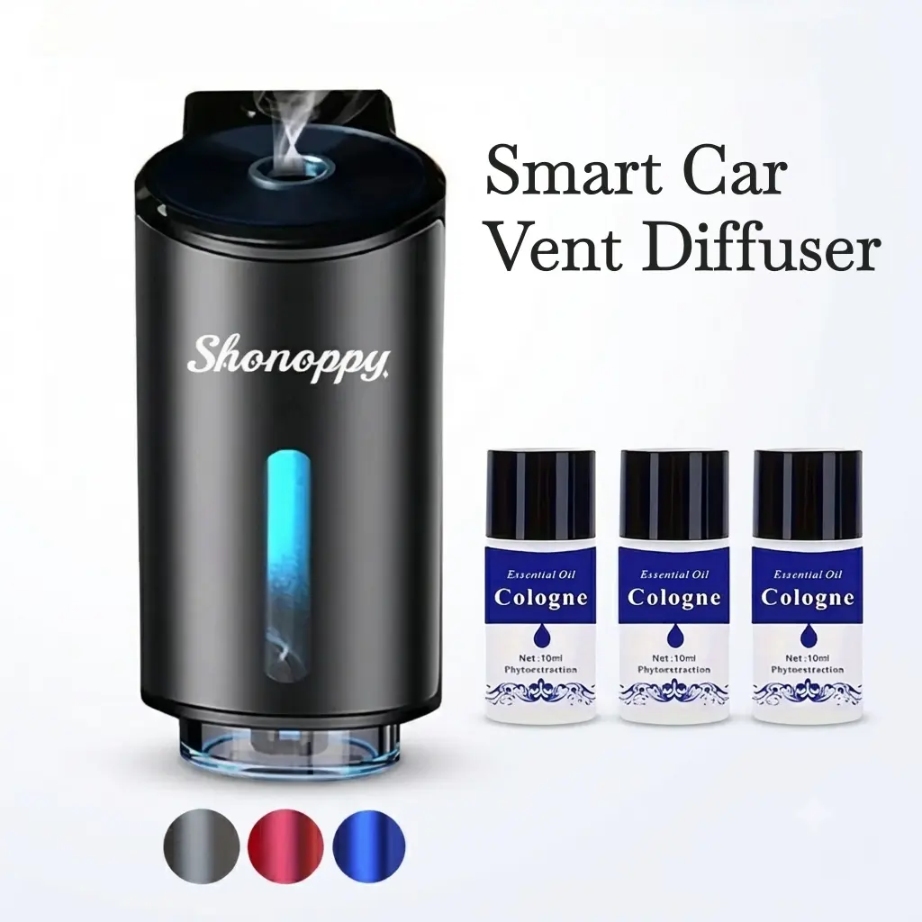 Shonoppy Rechargeable Car Air Freshener Diffuser - 3*10ml Natural Perfume Essential Oil,Adjustable Concentration Scent