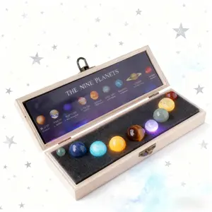 1 Set Natural Crystal Mineral Specimen Solar System Planet Crystal Ball - Space Themed Desk Ornament Home Decor, Classroom Decoration, Birthday Christmas Valentine's Day Gift for Astronomy Enthusiasts Kids Friends Lovers