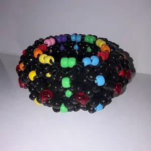 Rainbow X-Based Kandi Cuff - Colorful Beads, Adjustable Fit, Perfect for Festival Wear