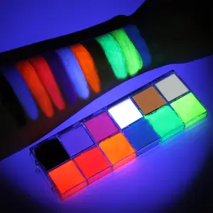 Ytruns 12-Color Water-Soluble Fluorescent Face Paint Set Easy Wash Multi-Color System for Halloween Christmas Body Art Paste Form Lightweight