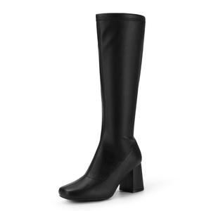 Dream Pairs Women's Fashion Square Toe Chunky Knee-High Gogo Boots - Women's Shoes with High Chunky Block Heel, Stretchable PU Upper for Easy Wear, Classic Fall Winter Design,summerwins,summeroutfits,vacationoutfits,beachoutfits