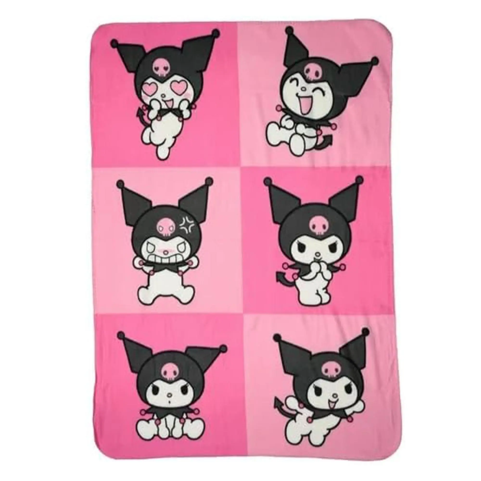 Sanrio Kuromi Rebellious Multi-Colored Casual Soft Blanket, 45x60in Fluffy Fleece Throw