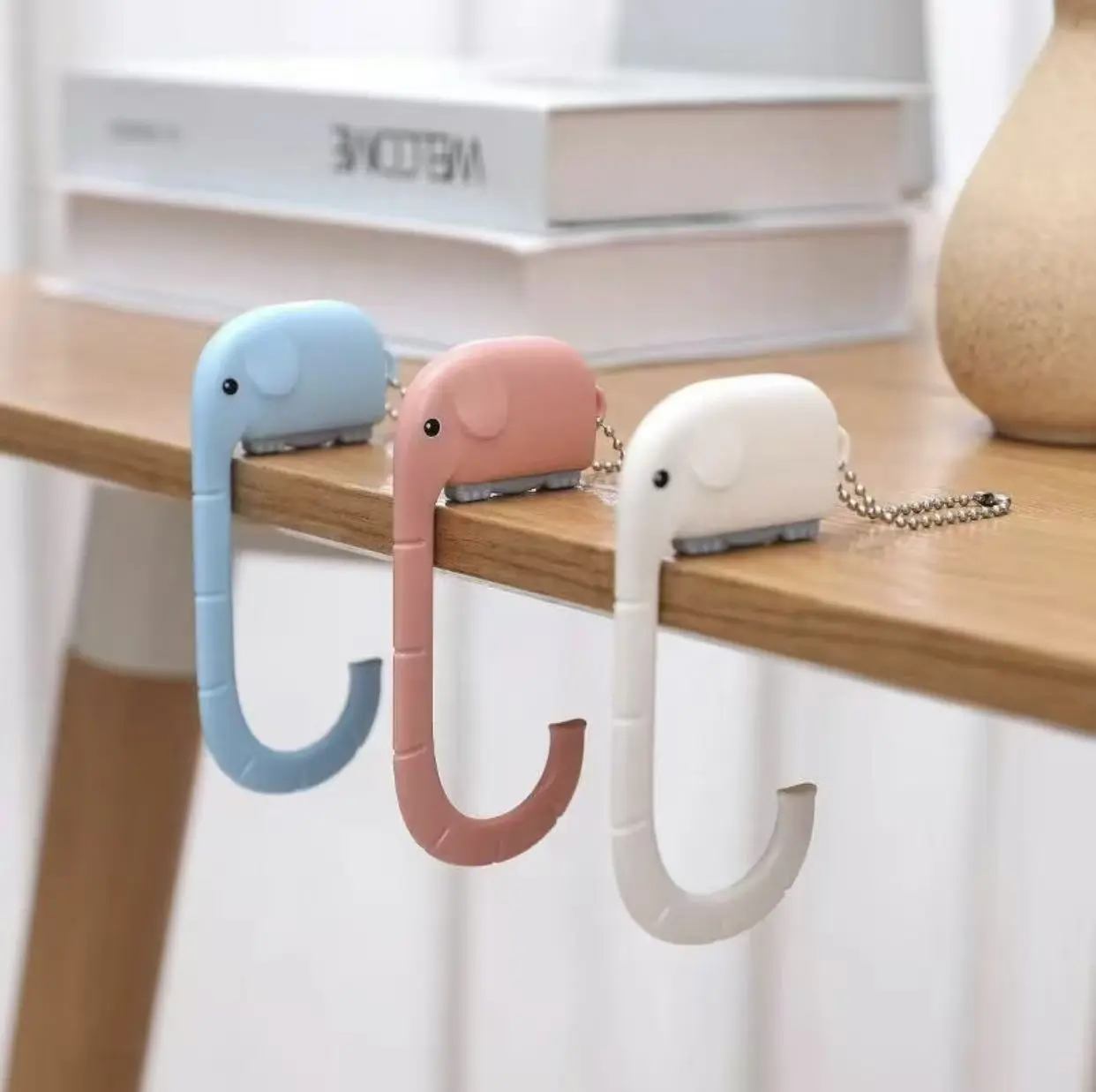 Elephant Bag Hook for Table, Foldable Purse Hanger Holder, Heavy Duty Desk Bag Hook, Anti-Scratch Portable Handbag Organizer for Office, Home & Cafe