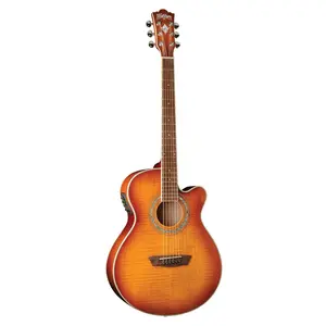 Washburn Festival EA15 Mini-Jumbo Acoustic-Electric Guitar, Ice Tea Burst