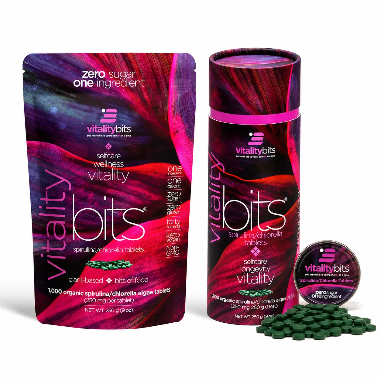 VitalityBits Spirulina & Chlorella Tablets | 1000 Tablets | Plant-Based Daily Wellness & Natural Energy