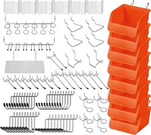 150-Piece Pegboard Hooks Assortment, Pegboard Accessories with Pegboard Bins for Organizing Various Tools Organiser Set Steel Paint