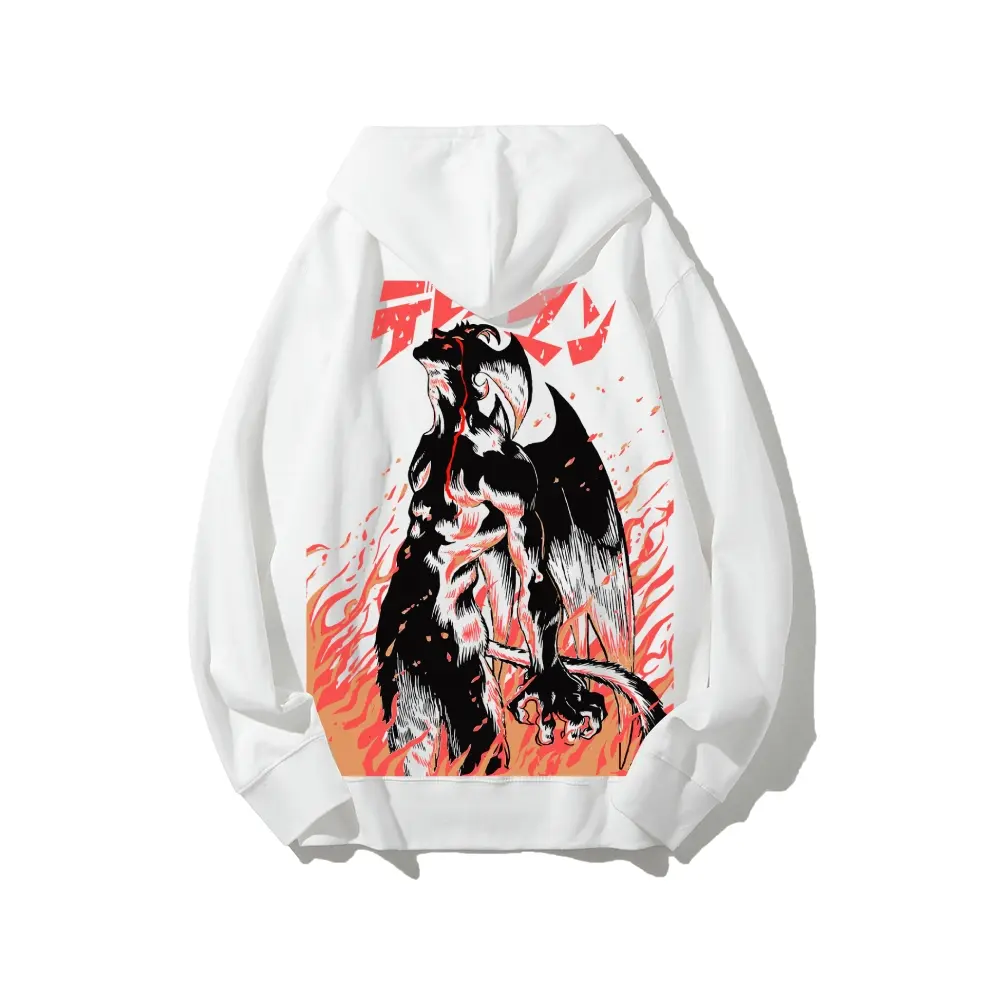 Devilman Crybaby Unisex Cotton Hoodie - 100% Eco-friendly Fabric, Heavyweight Pullover, Long Sleeve, Round Neck, Streetwear Tops, Sweatshirts, Casual Daily Fan Essential Vintage Gift with Hot Stamping, Casual Ootd