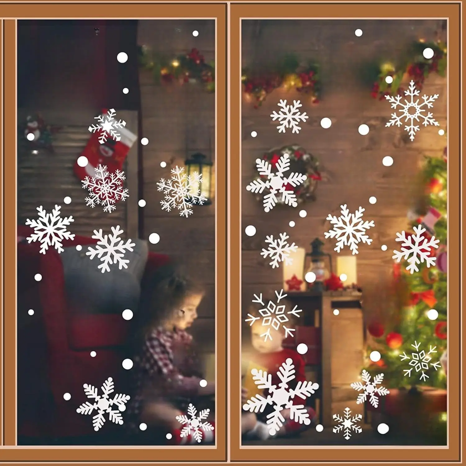 329PCS+ Christmas White Snowflakes Window Clings Decal Stickers Ornaments for Winter Frozen New Year Party Supplies Wonderland Decorations (10 Sheets)