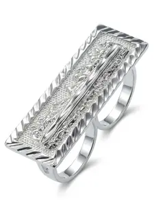 14k Silver Plated Last Supper Relief Double Ring Religious Jewelry, Unisex Commuter Accessory, Blessing Gift, Daily Wear Fashion