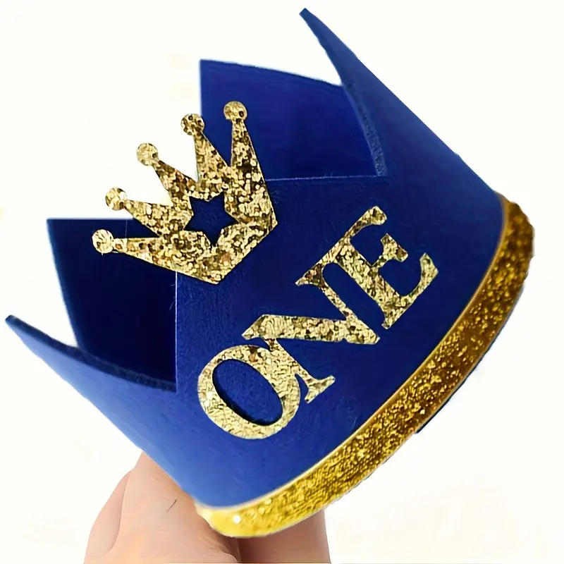One Crown Birthday Hat, Blue Party Hat, Photo Prop for Gatherings