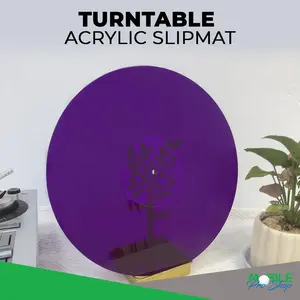 Mobile Pro Shop Acrylic Vinyl Slipmat for 12” LP Boost Bass Reduce Noise Anti-Static Record Mat Purple Guitar Learning Tools