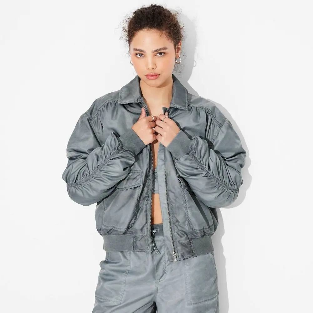 Women's Washed Nylon Bomber Jacket - Wild Fable