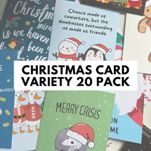 Corporate Snark Christmas Card Variety Pack 20 Unique Cards & Envelopes for Coworkers and Work Besties 5x7 Matte Paper Cards Office Stationery