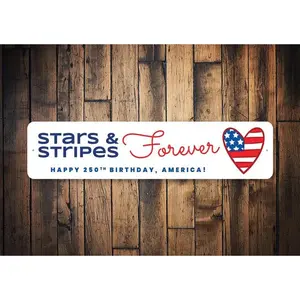 Stars and Stripes Forever Metal Sign – America 250 Patriotic Wall Decor| Heart USA Birthday Gift for Home or Family Space