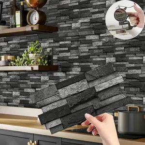 FLOLEOPA 48-Piece Peel-and-Stick Wall Decals, Marble Pattern Stickers, Tile Decals, Wall Panels Kitchen & Bathroom Splashbacks Waterproof, Oil-Resistant, Heat-Resistant Ideal for Kitchens, Bathrooms, Dining Areas, Schools, and Offices