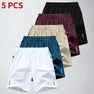 5-Pack Men's Minimalist Shorts Outdoor Casual Drawstring Elastic Closure Large Capacity Pocket Comfortable Skin-Friendly Shorts