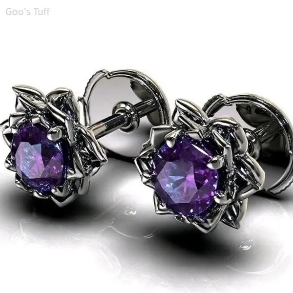 Elegant Stud Earrings for Women, Metal Embellished with Rainbow Cubic Zirconia, Casual Trendy Gemstone Jewelry for Party, Evening & Daily Wear, Casual Trendy Jewelry, Fashion, Sparkling Ear Jewelry, Trendy Fashionable Accessories