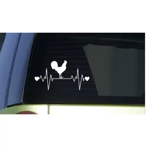 Rooster heartbeat lifeline *I243* 8" wide Sticker decal chicken coop