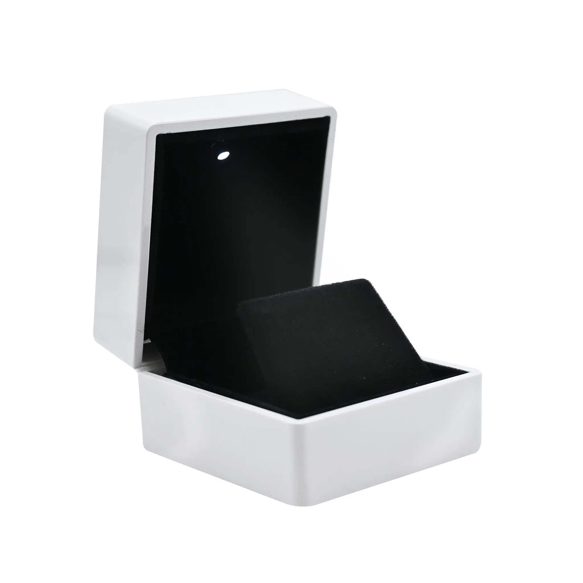 White LED Earring Box With Black Velvet Insert