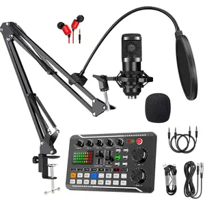 Podcast Equipment Bundle, BM800 Podcast Microphone and F998 Voice Changer, Condenser Microphone Recording Studio Package for Podcasting Live Streaming Singing PC Mobile TikTok YouTube studio equipment audio interface converter Kit