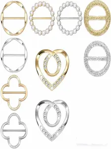 10-Pack Easy-Use Scarf Clips for T-Shirts, Tie Clip for Women's Shirts, Waist Tightener for Loose T-Shirts, Clothes Scarf Buckle, Brooches, Styling, Brooch Pins